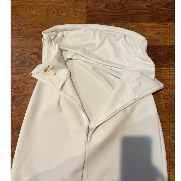 Open Edit Women's Ruched Strapless Maxi Dress White Size Large Bridal Style - Picture 7 of 11